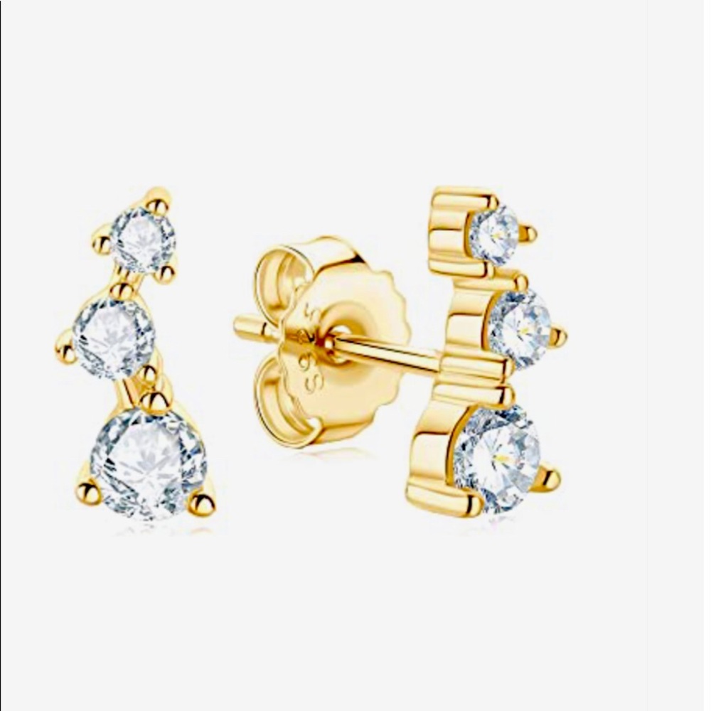 GRA Certified Moissanite Diamond climber earring. VVS certified diamond, SALE!